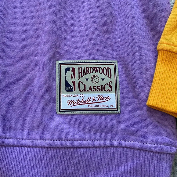 NWT! Mitchell & Ness NBA LA Lakers Colorblock Cropped Sweatshirt, Women’s XL - Picture 6 of 7